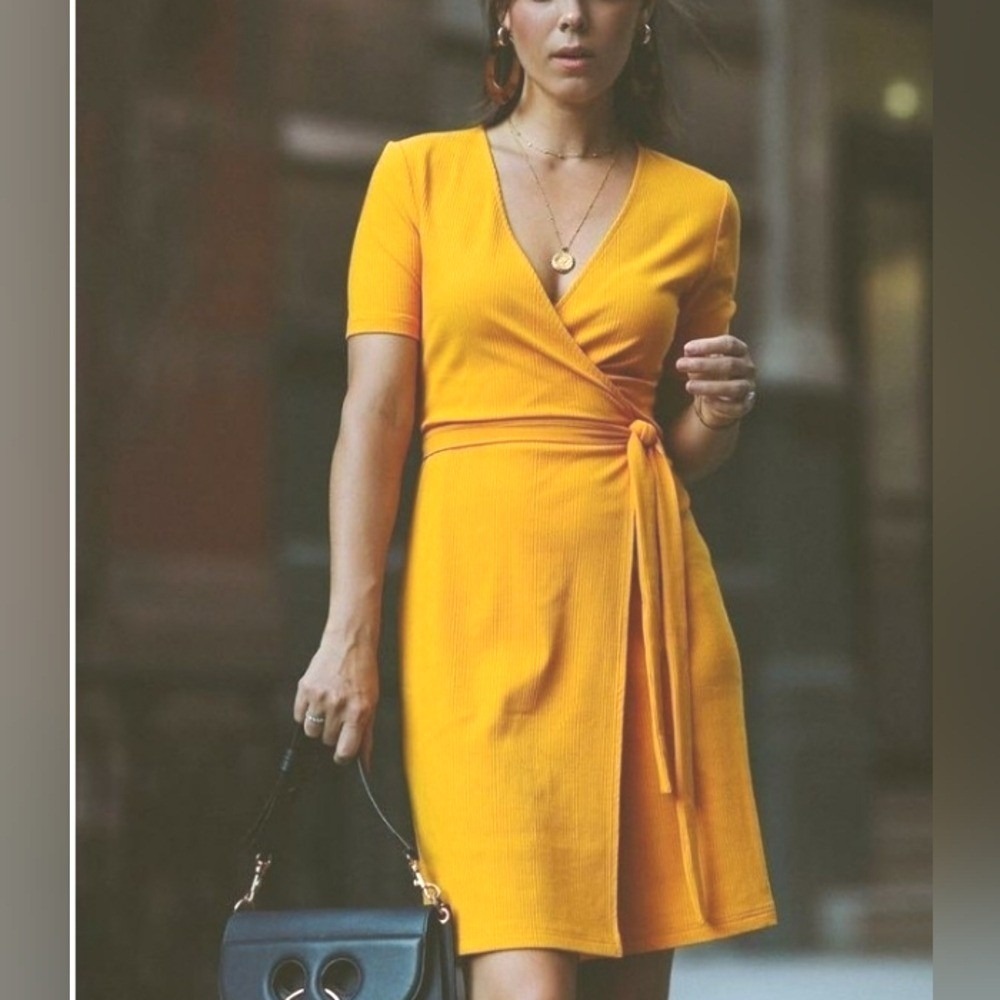 & Other Stories Vibrant Yellow‎ Midi Dress Size 2